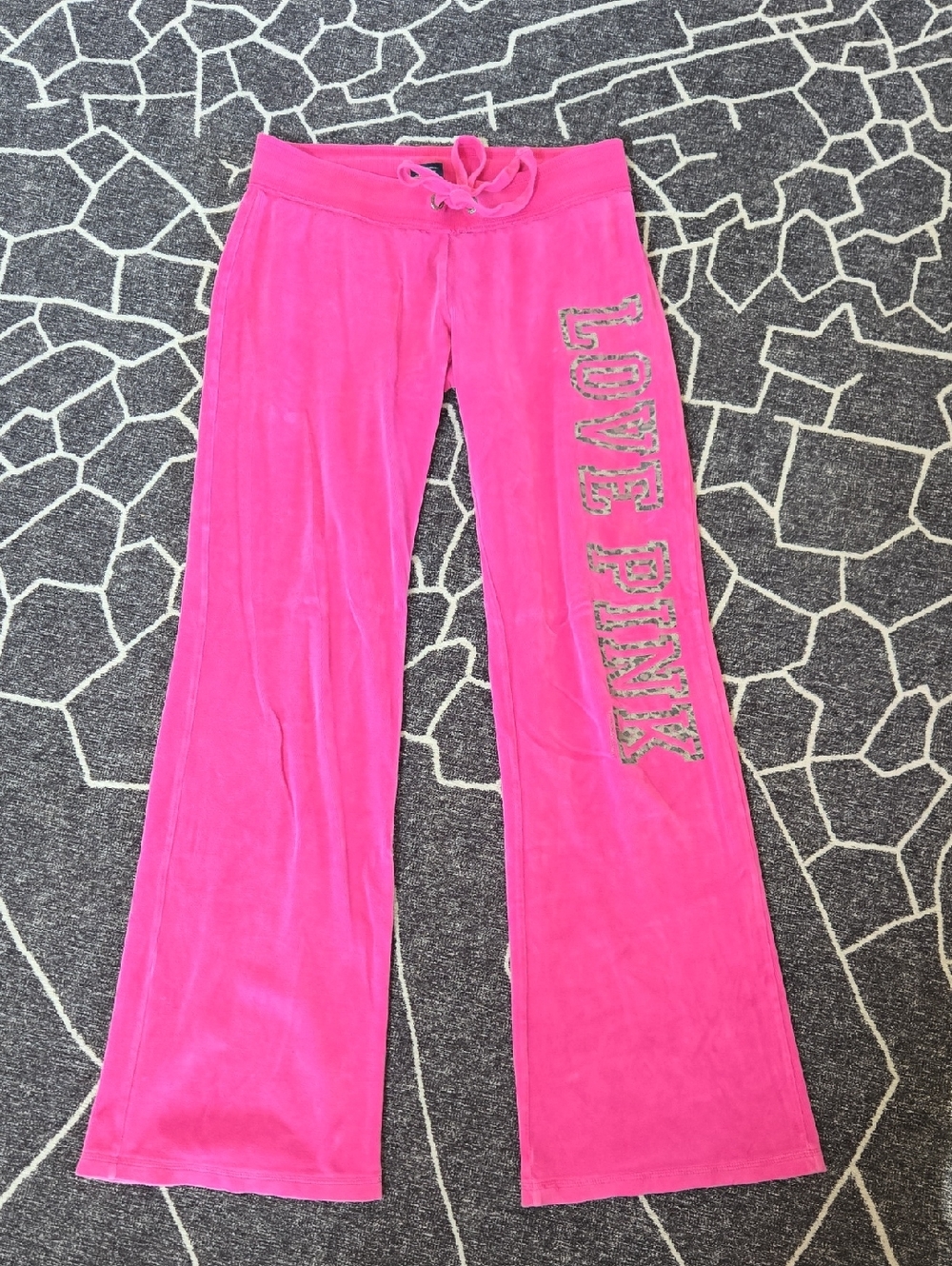 Rare PINK Victoria's Secret Hot Pink Velour Lounge pants LOVE PINK Logo Y2k